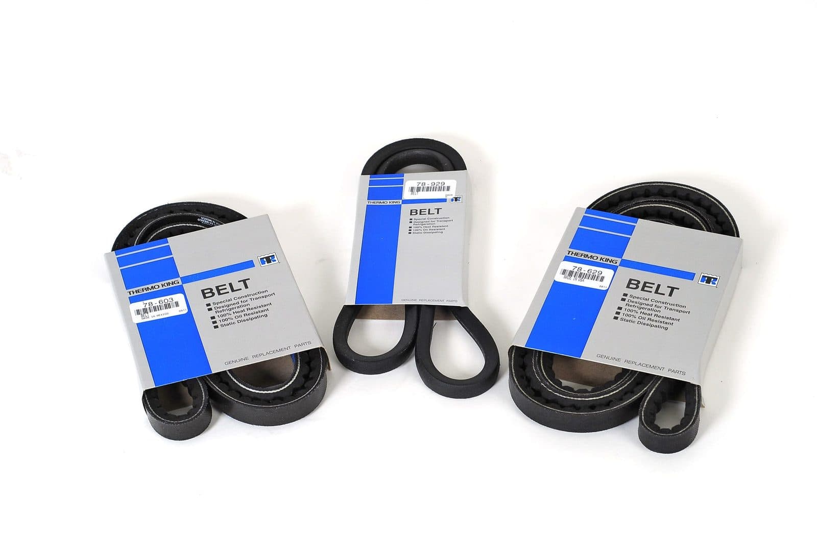 Thermo King belts in their sleeves