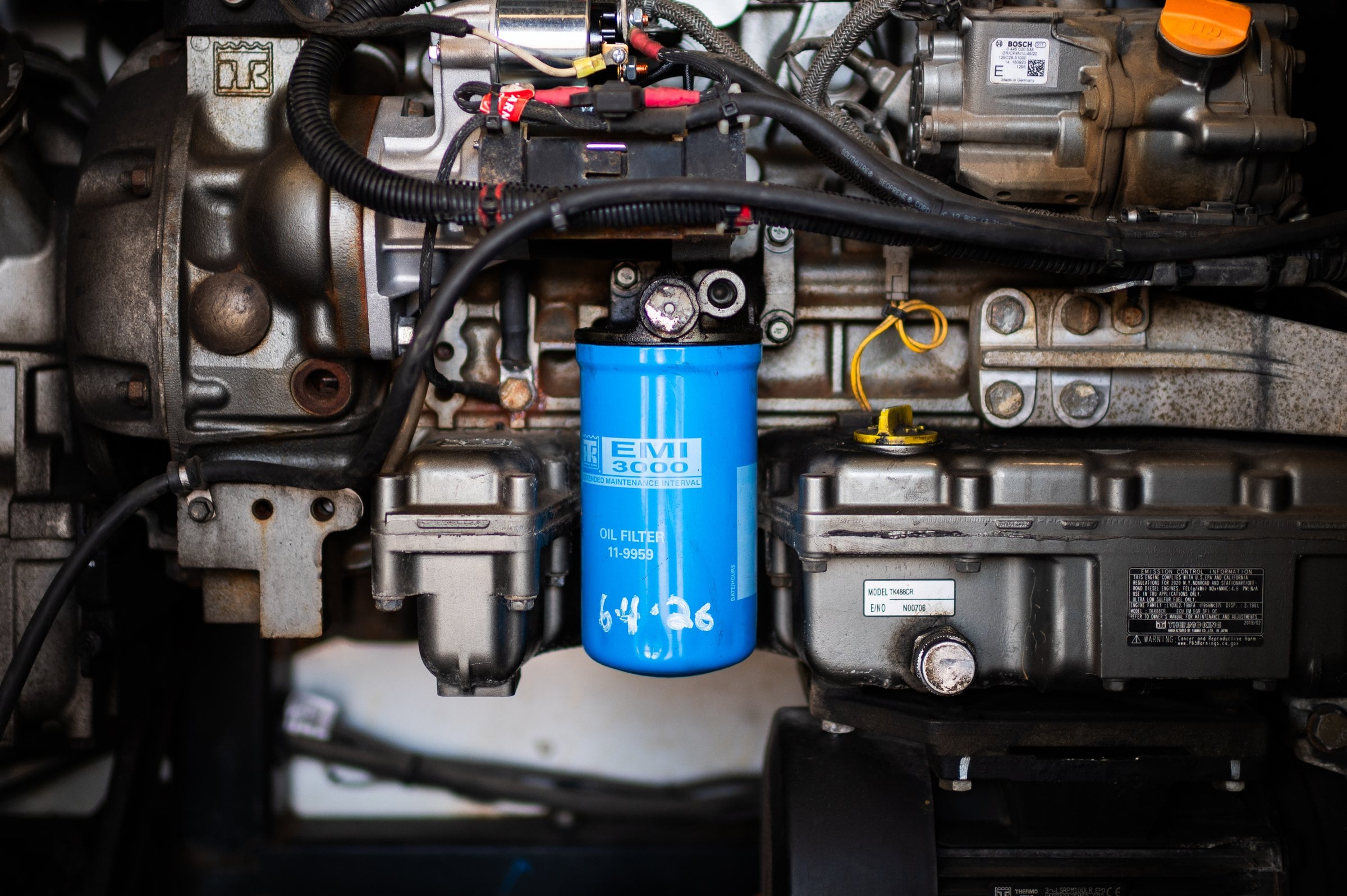 A Thermo King fuel filter on a unit's engine