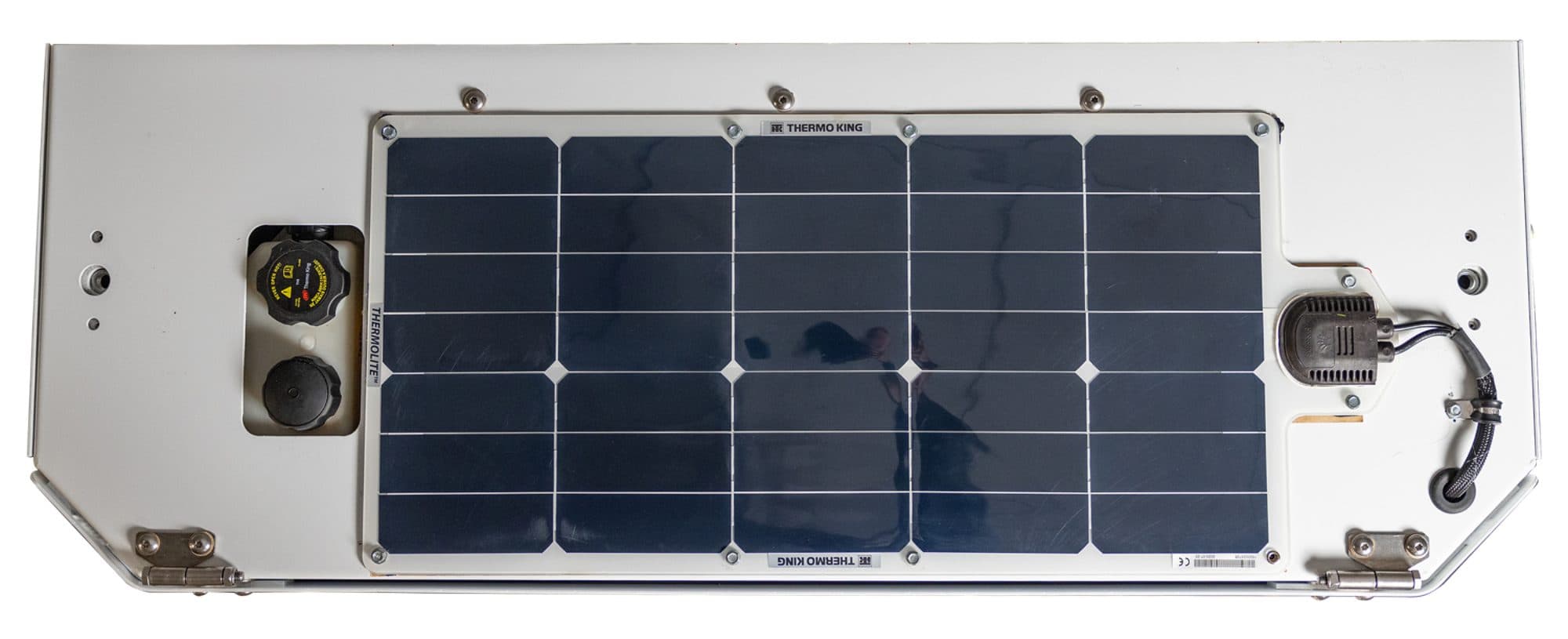 The top of a Heat King with a ThermoLite solar panel fitted