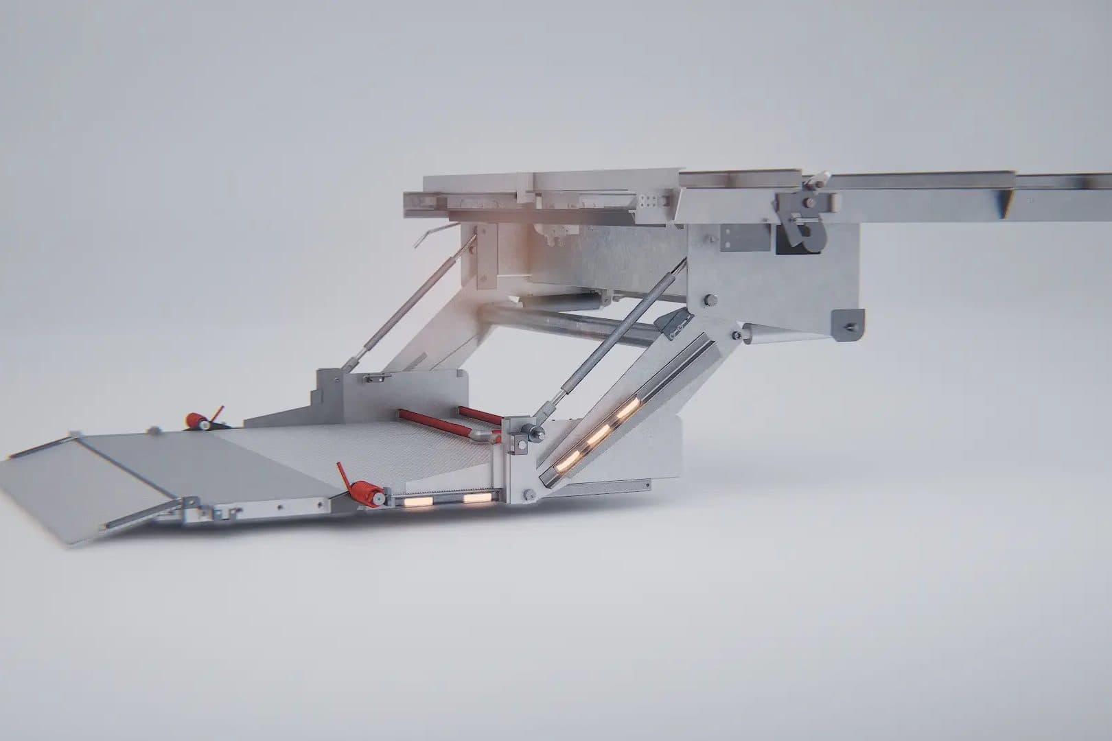 A studio render of a Leyman PREMIER LPS side liftgate with its platform lowered